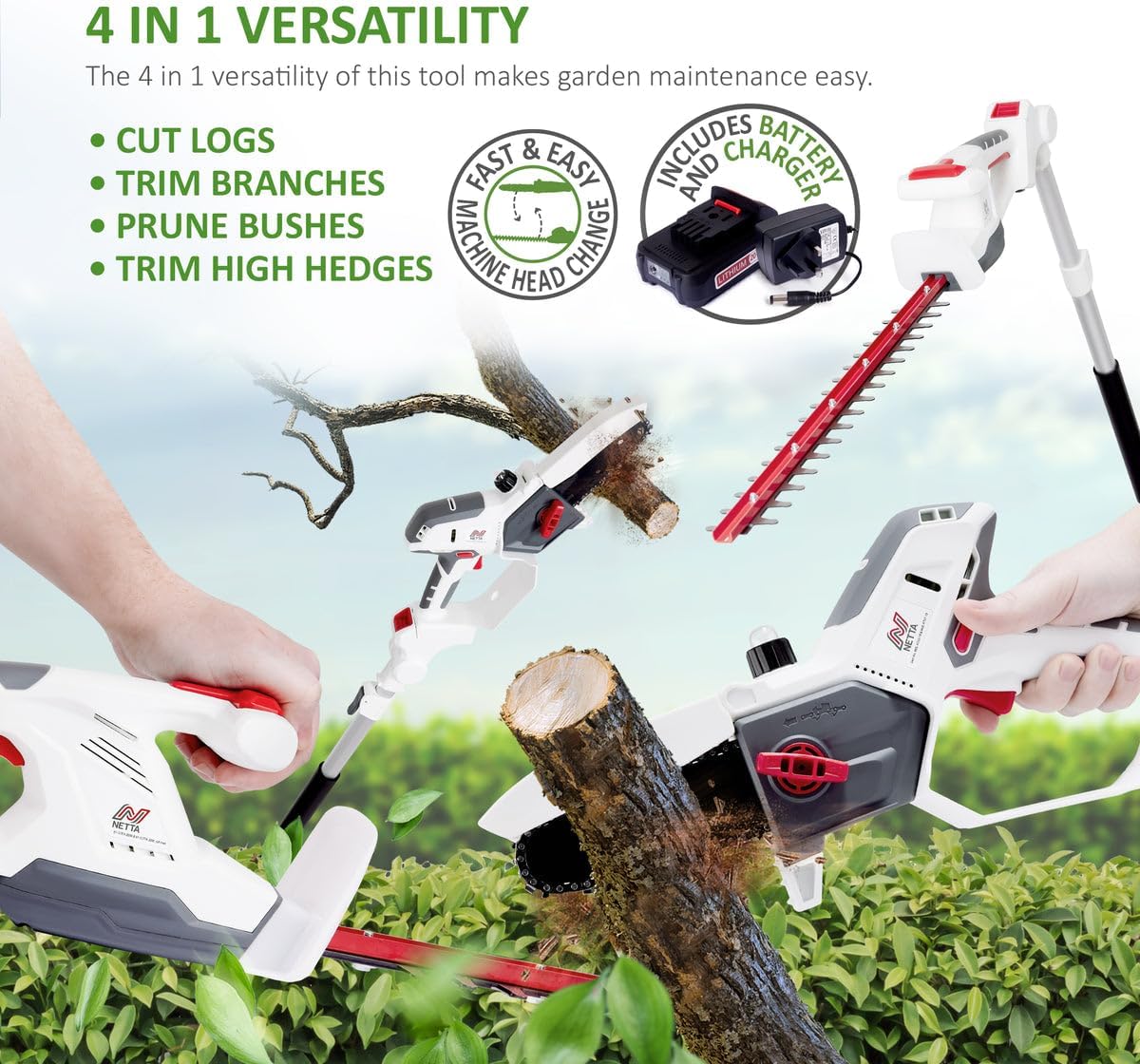 Thumbnail 1 de NETTA 4-in-1 Cordless Pole Saw 20V