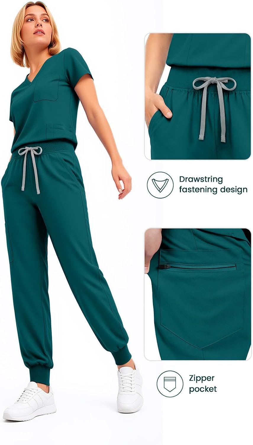 Detalle de Eadflie Women's Scrub Set with 9 Pockets