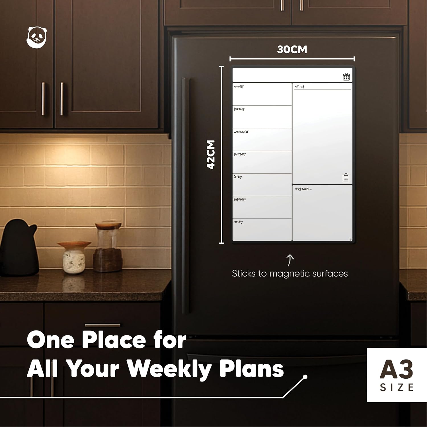 Thumbnail 1 de Smart Panda A3 Magnetic Whiteboard Fridge Calendar
