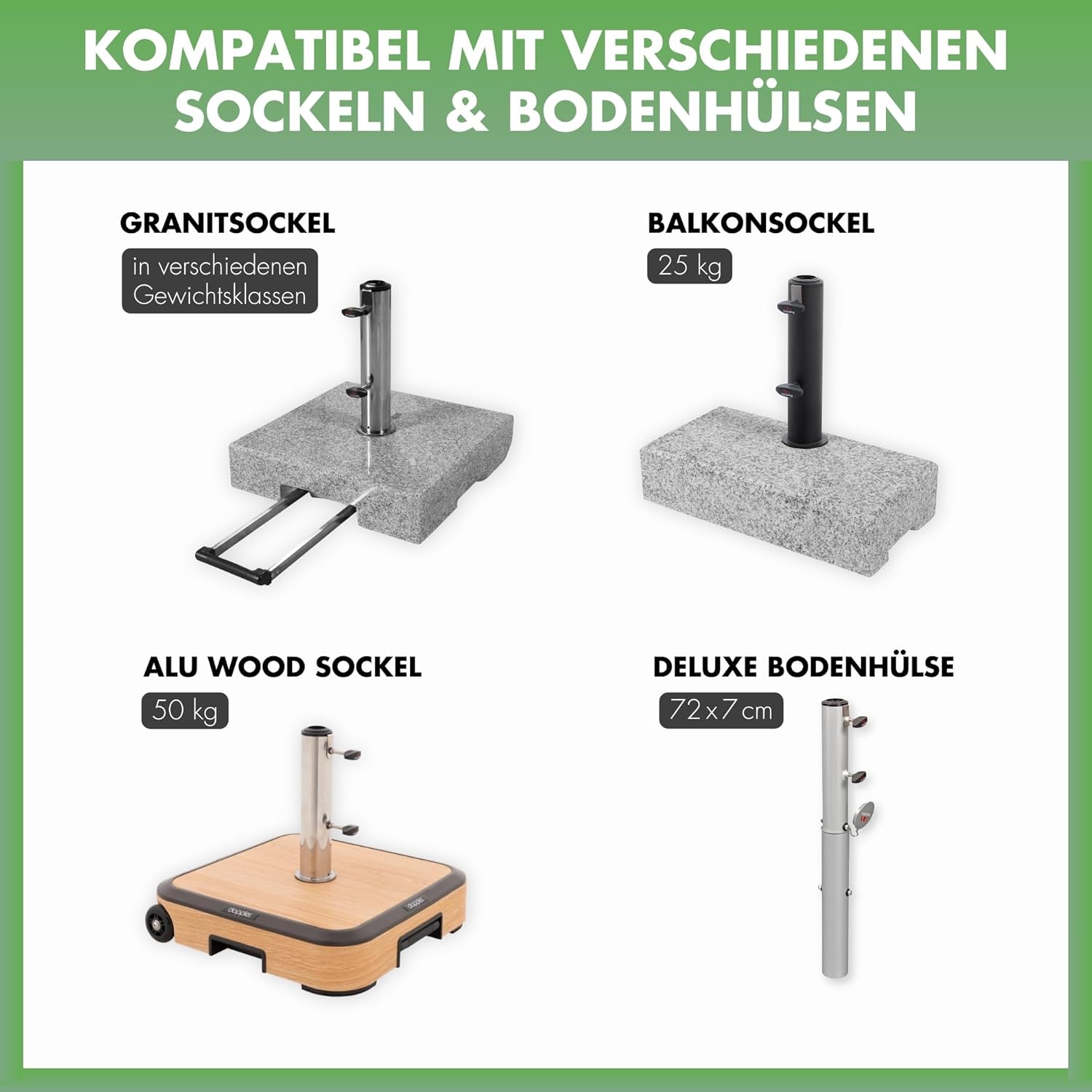 Thumbnail 3 de Doppler Reduzierringe Universal 5er Set – Reduziereinsätze mit Innendurchmesser 5,2/4,8/3,8/3,2/2,5 cm für Sonnenschirmständer