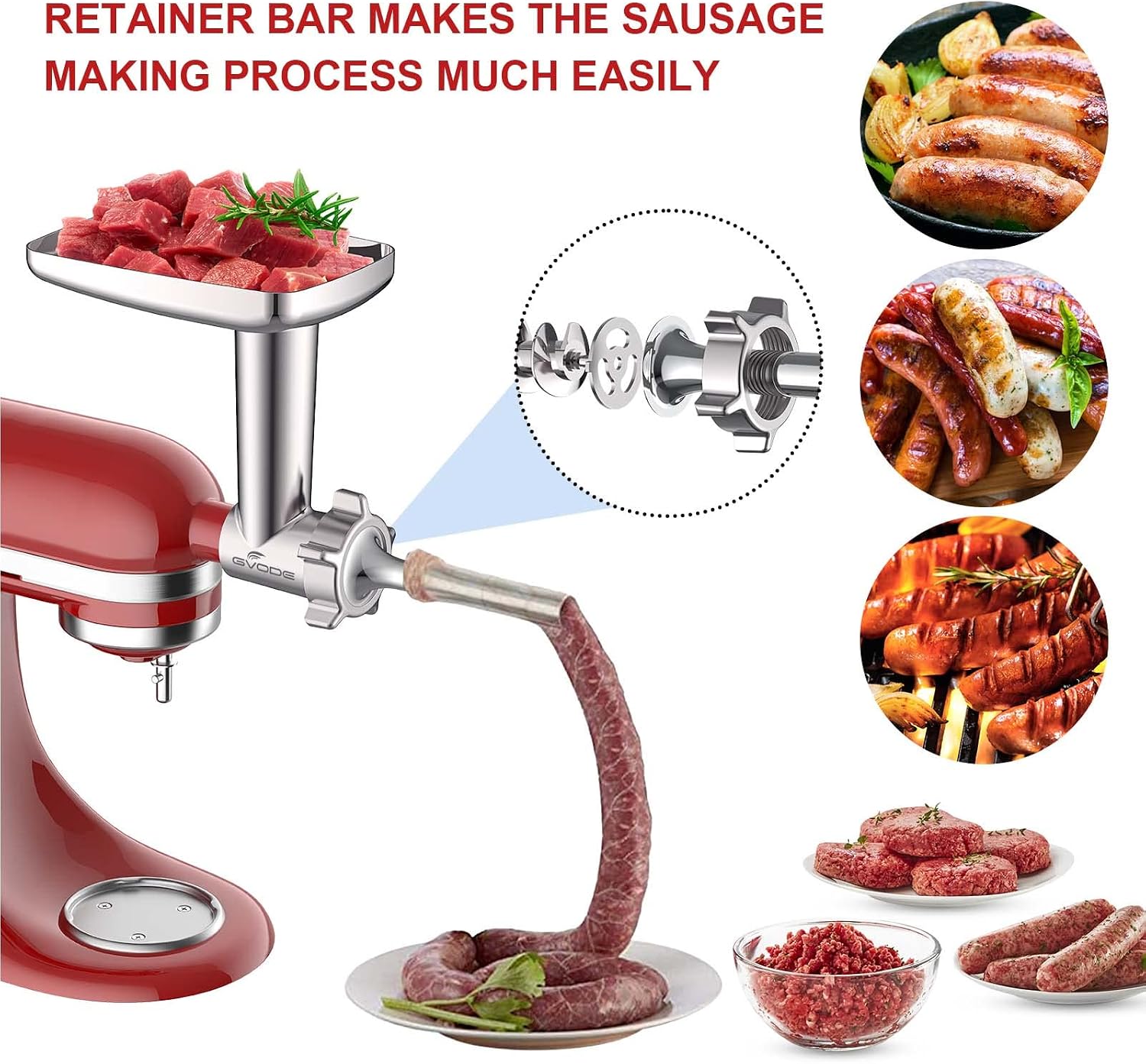 Detalle 2 de GVODE Meat Grinder Attachment, Metal