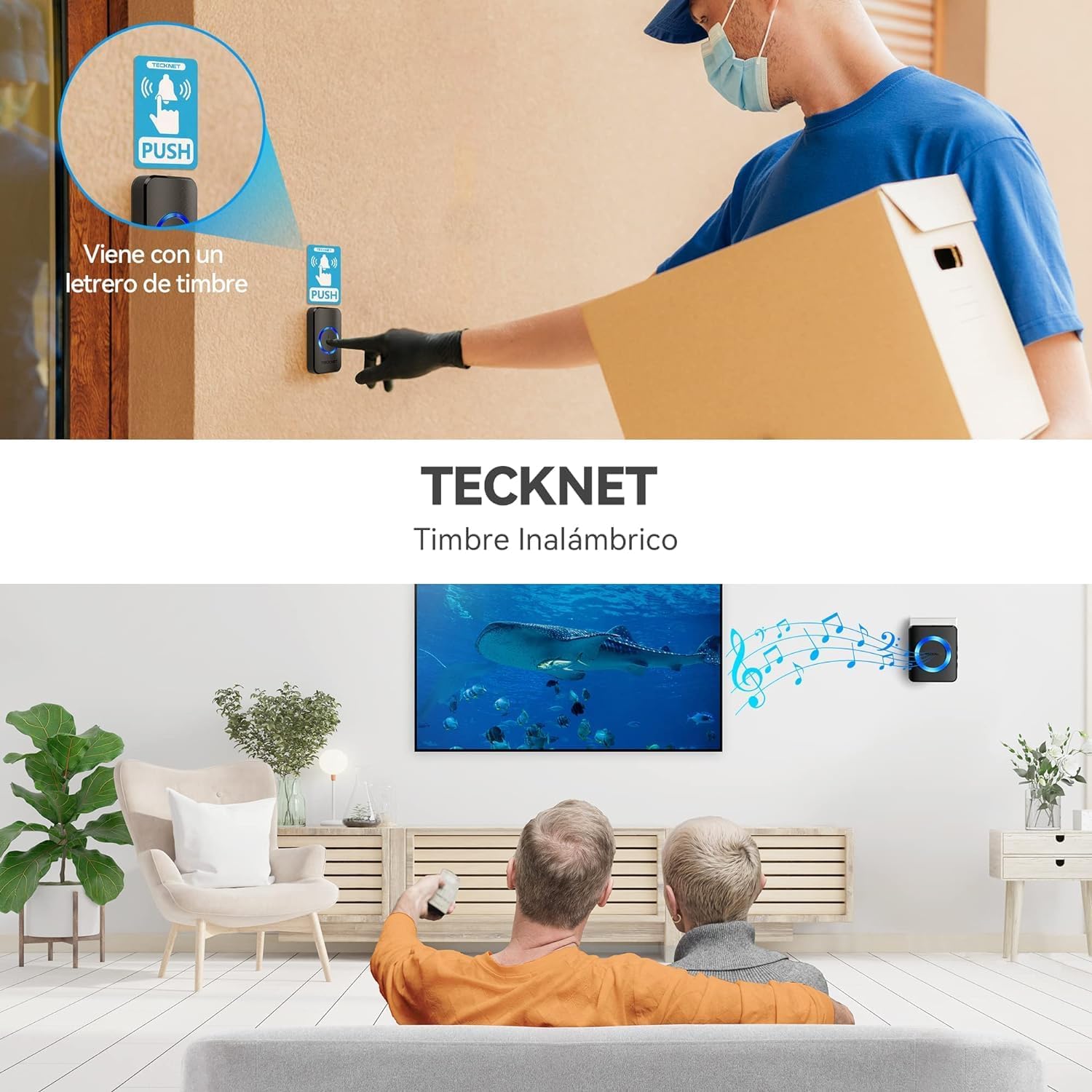 Thumbnail 6 de TECKNET Timbre inalámbrico IP65 400 m