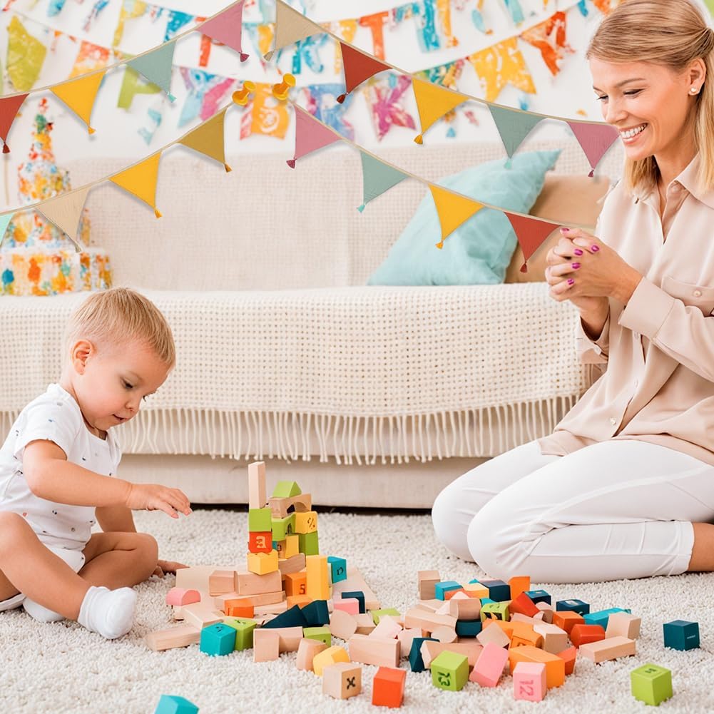 Detalle de Alaoo Fabric Triangle Bunting Banner (double-sided cotton, tassels) for birthdays, weddings & baby showers