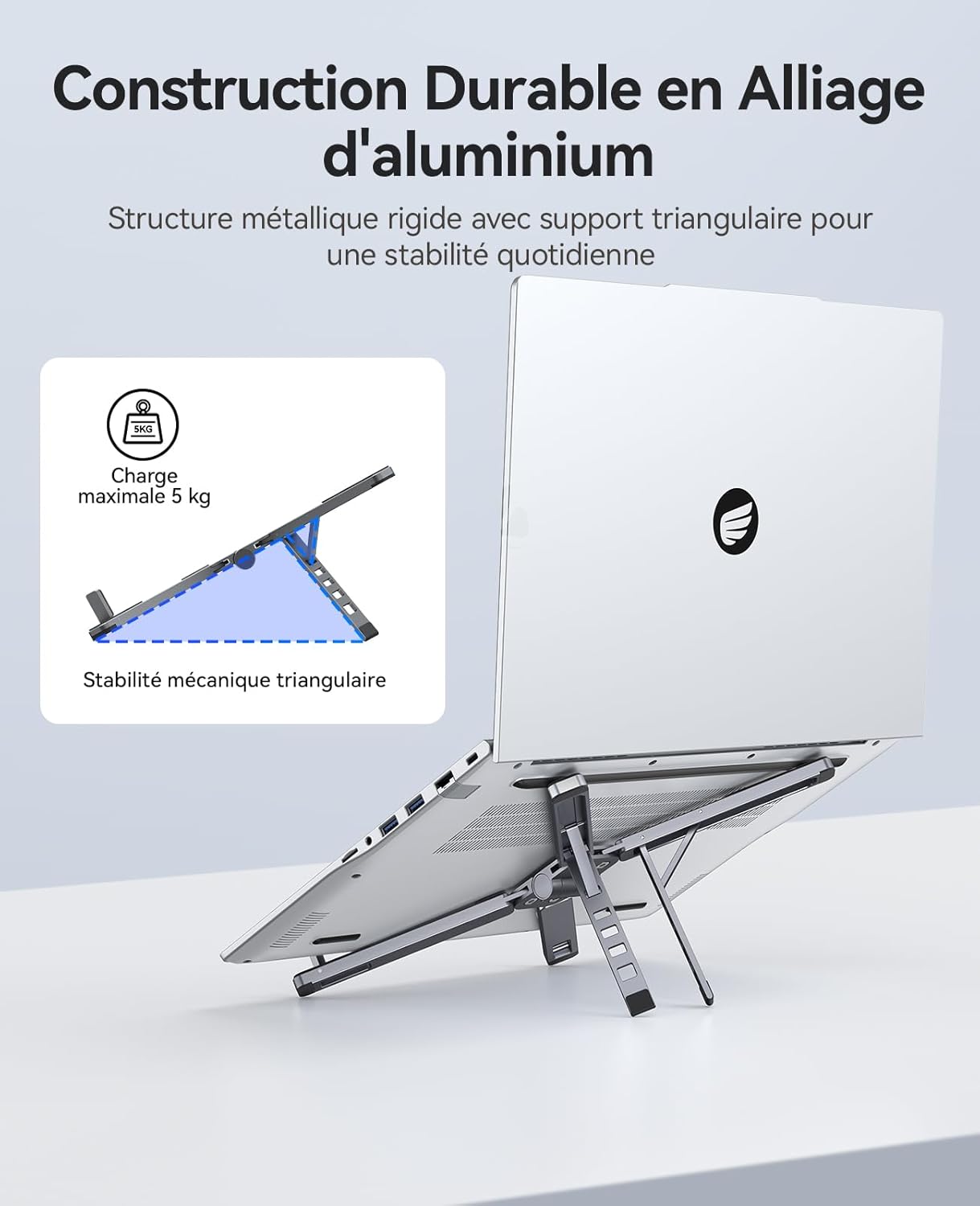 Detalle 2 de ORICO Support Ordinateur Portable PN1 3-en-1 pliable en aluminium (jusqu’à 17")
