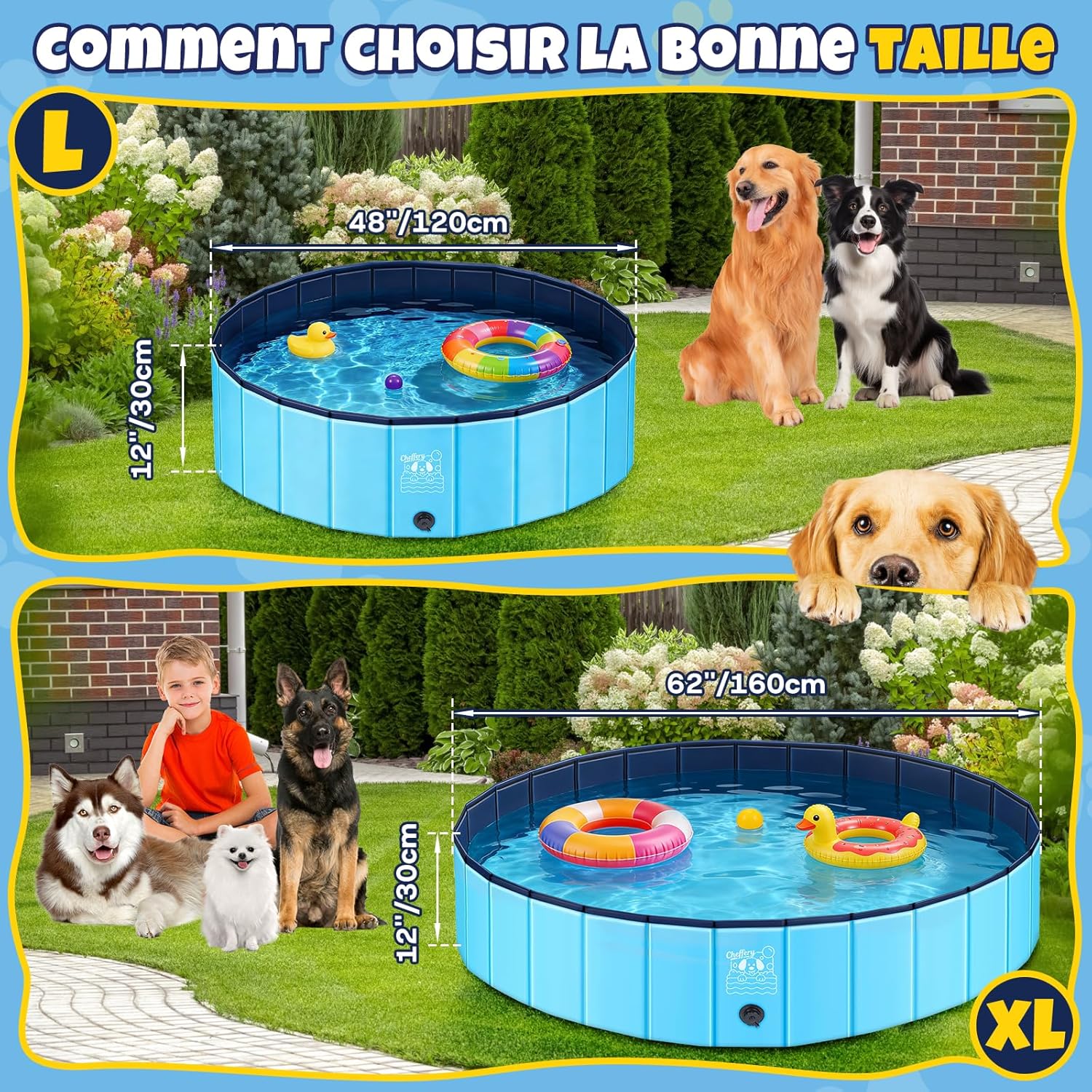 Detalle de JONRRYIN Piscine pour Chien 120 x 30 cm – Pliable, stable et antidérapante