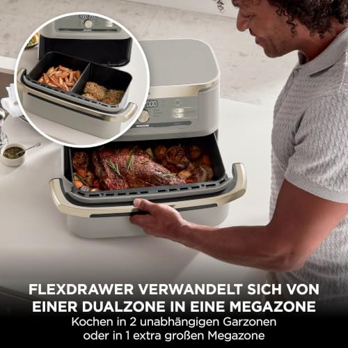 Thumbnail 1 de Ninja Foodi FlexDrawer Heißluftfritteuse 10,4 L Stone/Gold – Dual-Zone-Fritteuse für große Familien