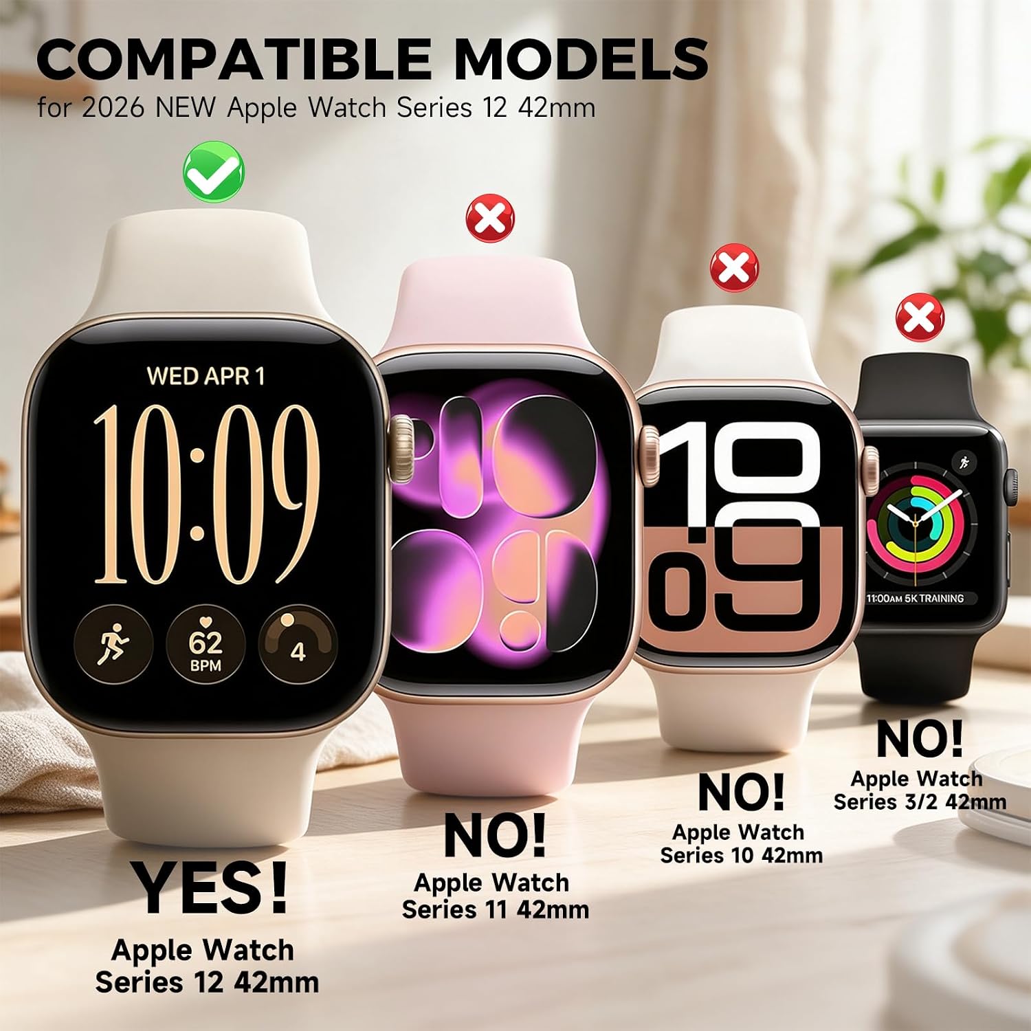 Thumbnail 1 de Haojavo Apple Watch Series 12 42mm Case, 5-Pack with Tempered Glass