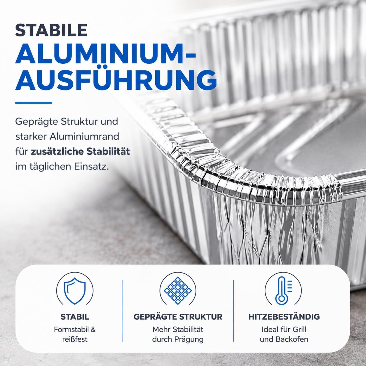 Detalle de TK Gruppe Timo Klingler 20er Einwegschale aus Aluminium – 1200 ml, ca. 14×19×4 cm