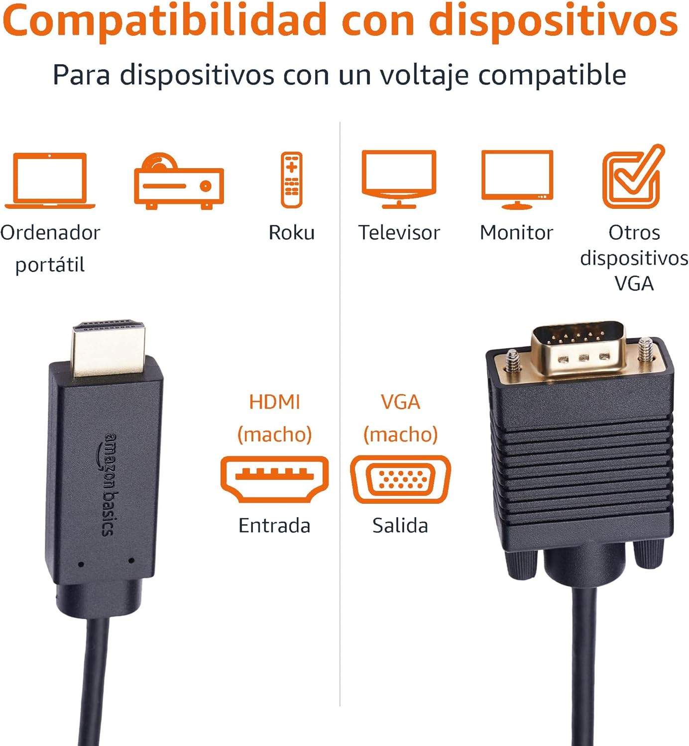 Thumbnail 2 de Amazon Basics HDMI a VGA 3m cable