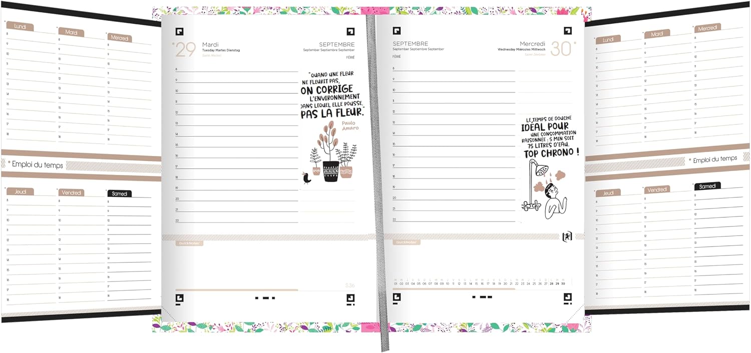 Thumbnail 1 de Agenda Oxford Flowers 12x18 cm – 1 jour par page, 352 pages, Jaune