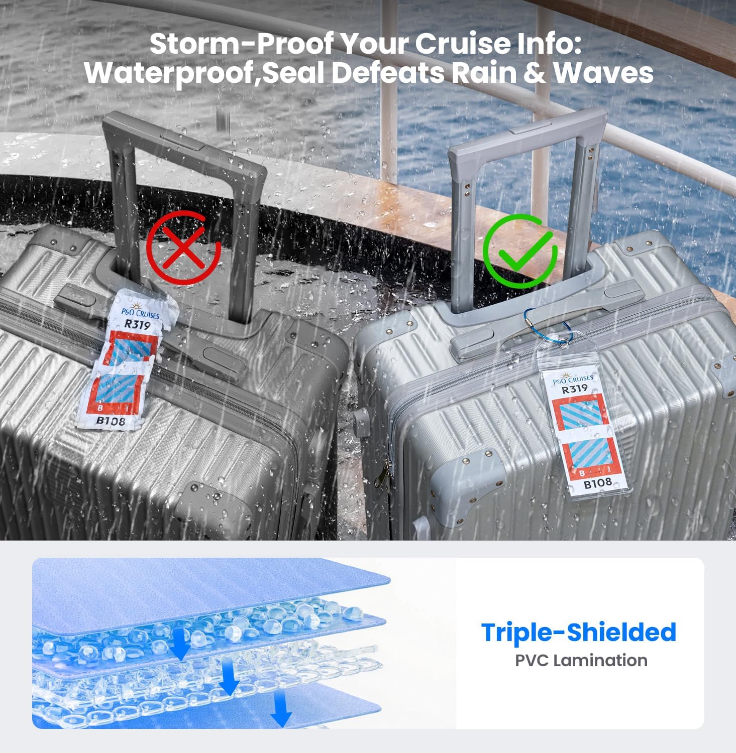 Thumbnail 2 de 6-Pack P&O Cruise Luggage Tag Holder: Waterproof Clear Tags with Cruise Lanyards for P&O Ships (2026)
