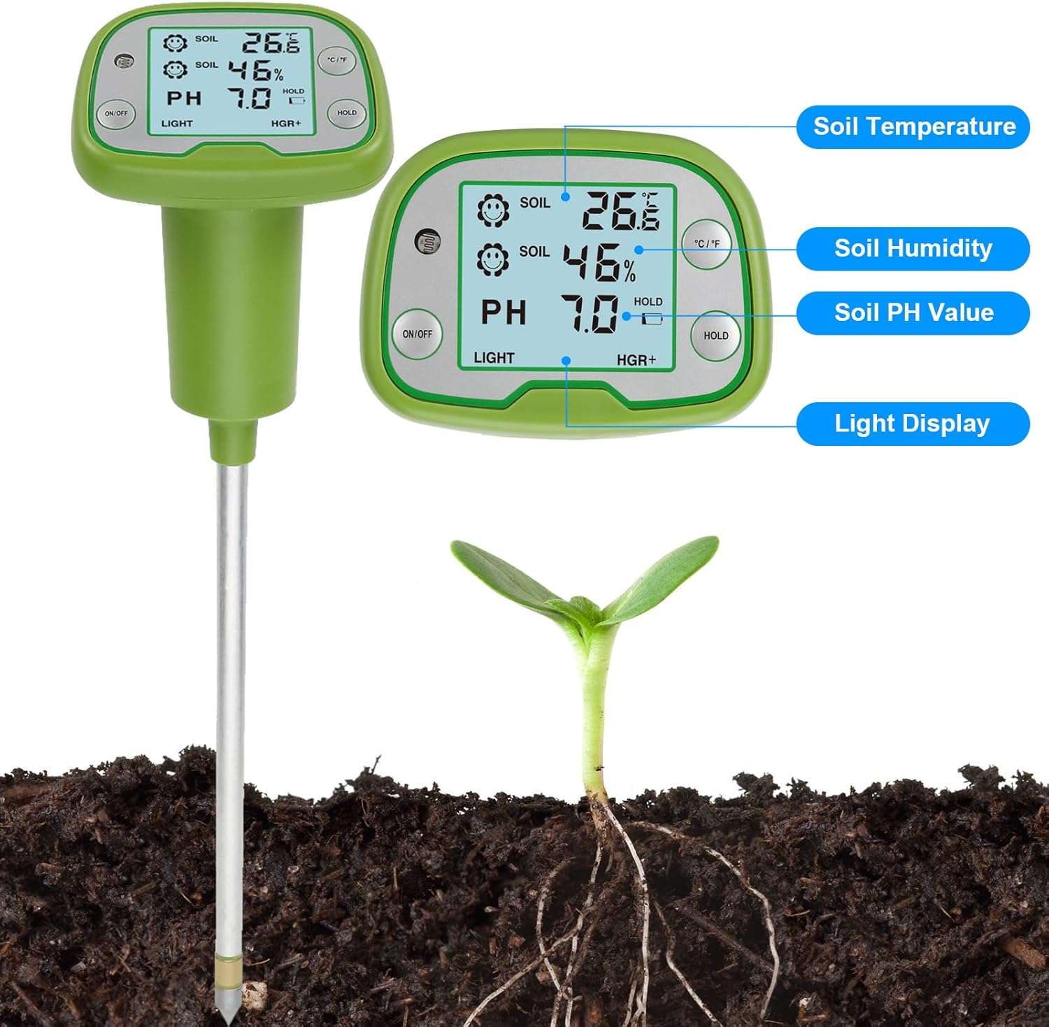 Thumbnail 6 de 4-in-1 Soil Tester with Backlight LCD