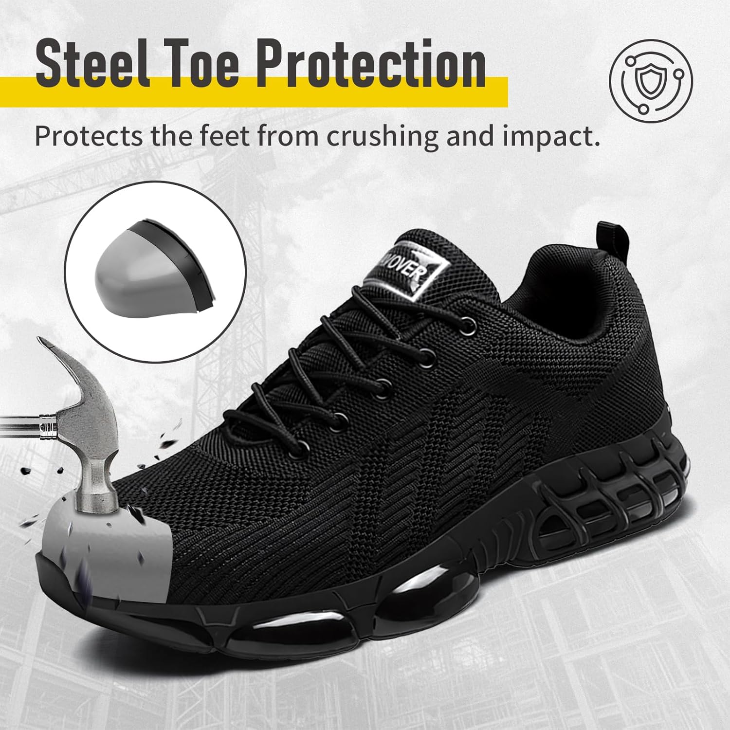 Thumbnail 1 de Bravover Steel Toe Caps Lightweight Work Shoes: Safety Trainers for Men & Women