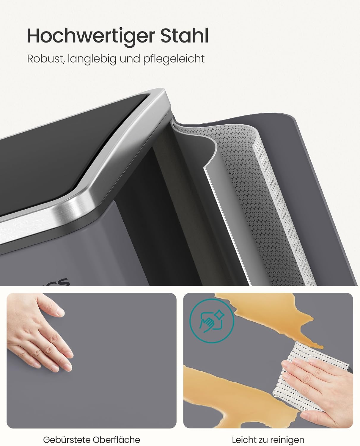 Detalle de SONGMICS Mülleimer Küche 2x15 Liter