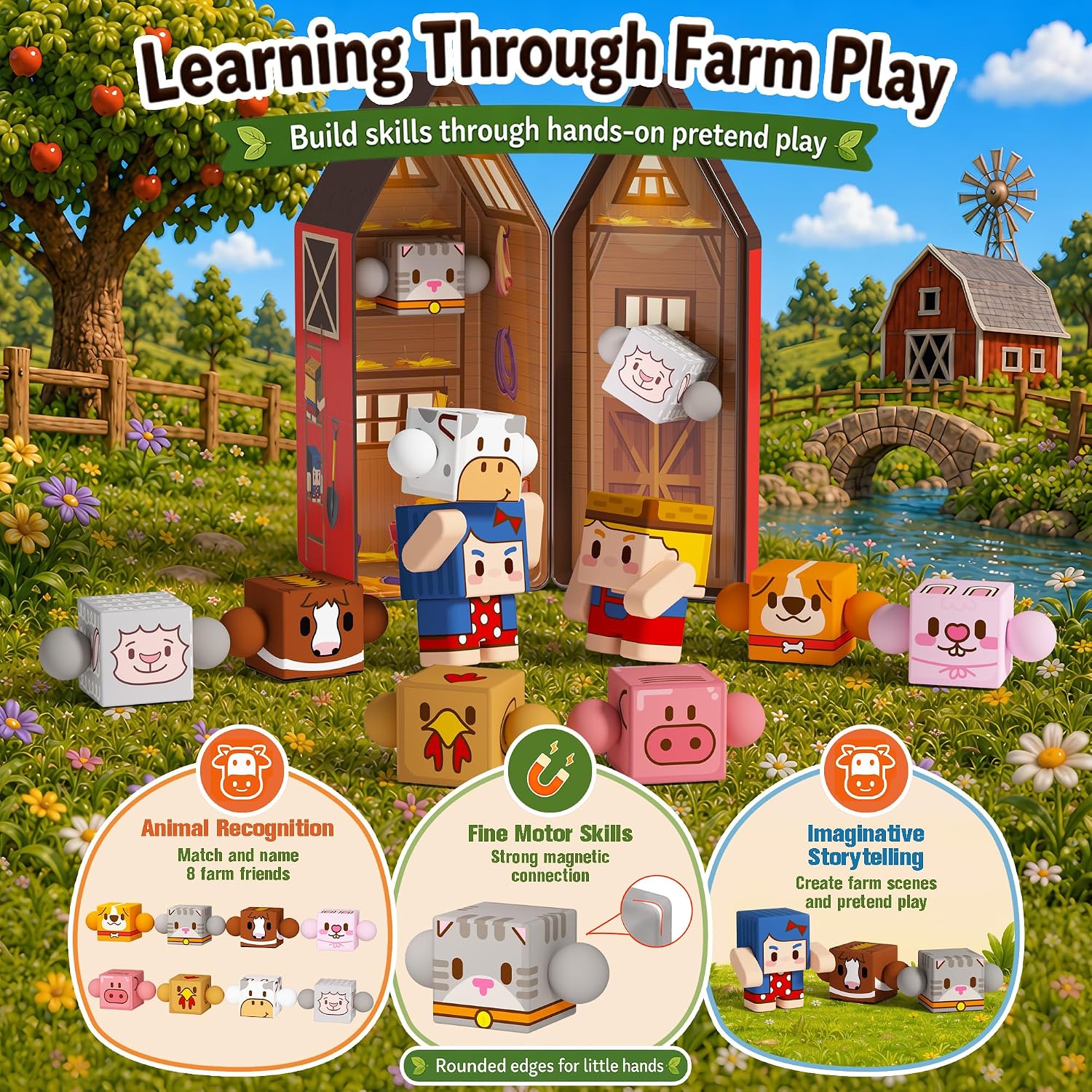 Detalle de GobiDex Magnetic Farm Figures Set in a Portable Tin