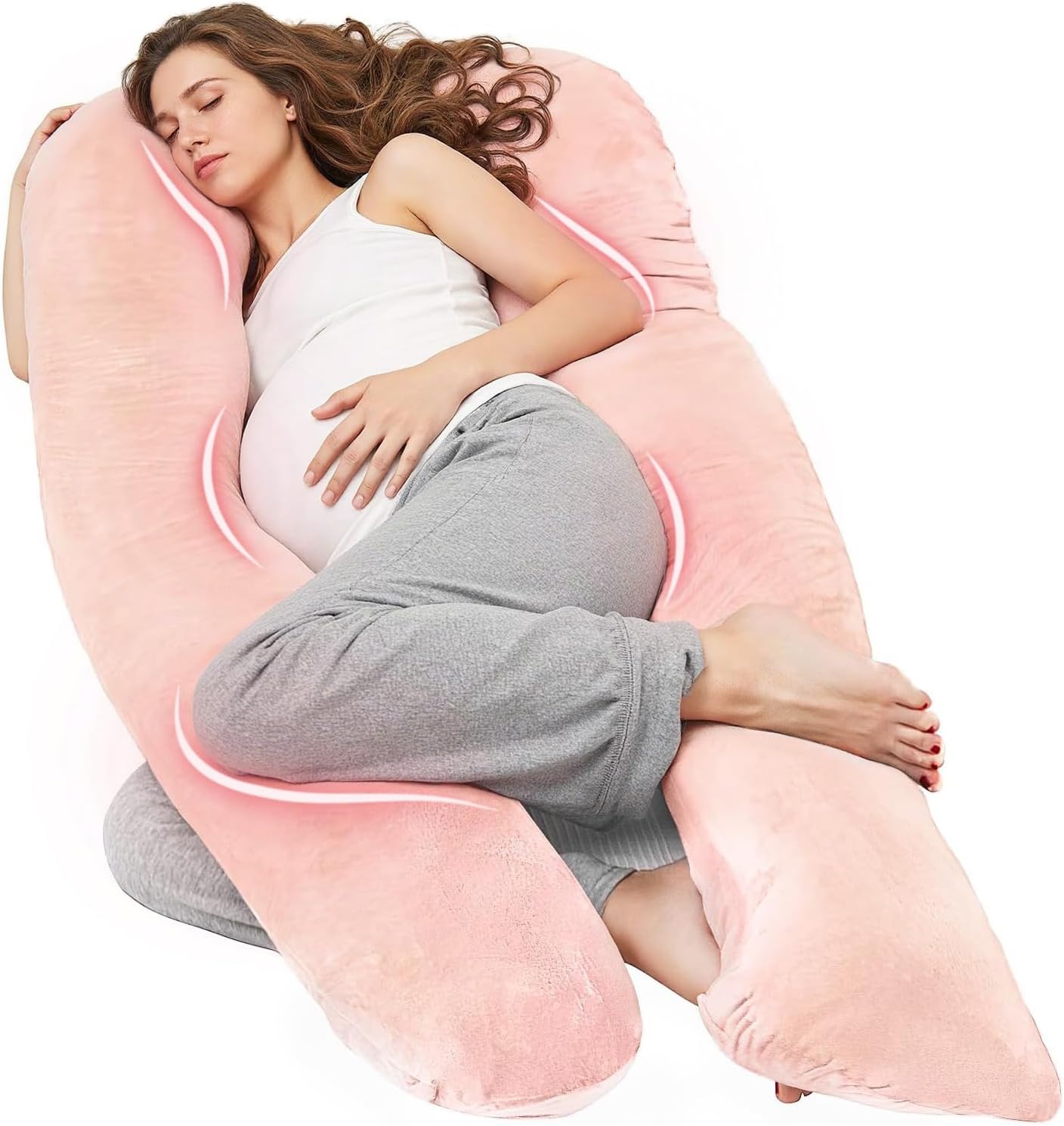 Detalle de Nuliie NEMM002AA U-Shaped Pregnancy Pillow with Washable Velvet Cover