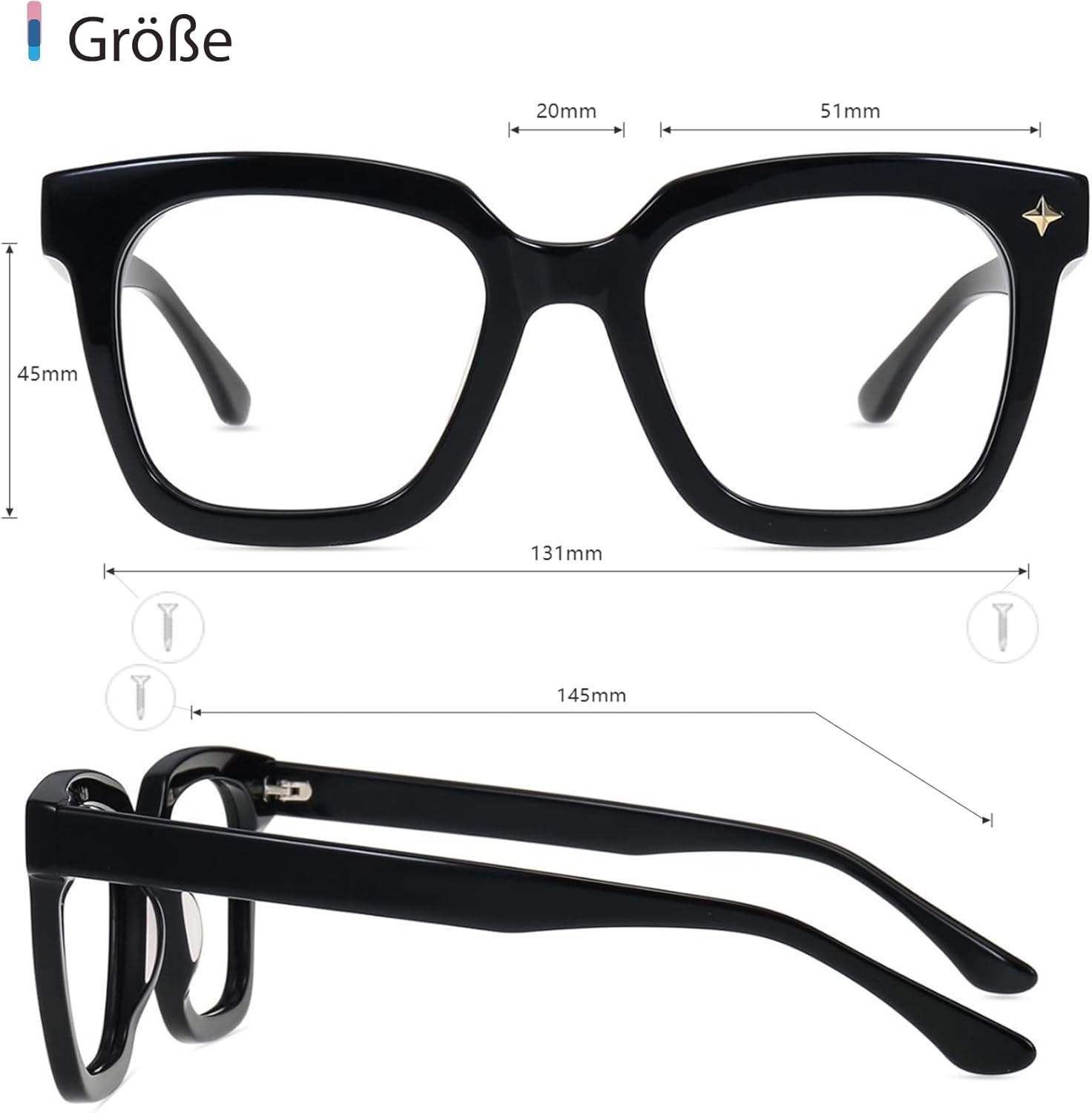Thumbnail 4 de Firmoo Blaulichtfilter Brille ohne Sehstärke (quadratischer Acetat-Rahmen) für Damen & Herren