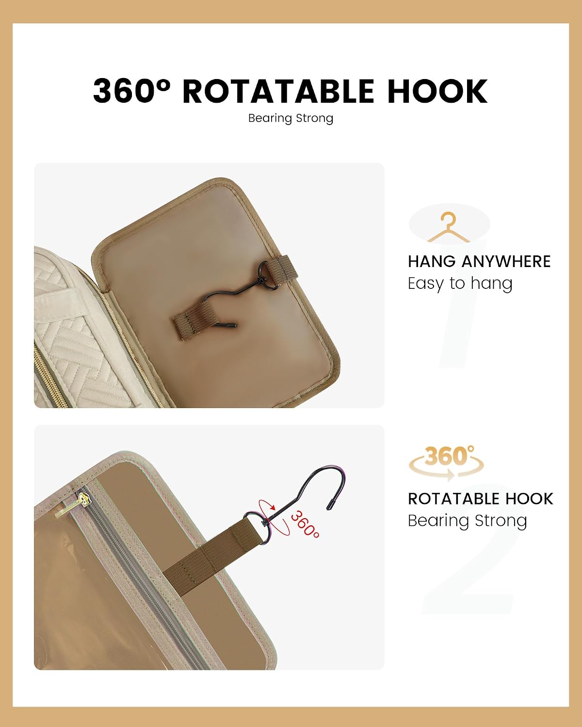Thumbnail 4 de Kulturtasche für Damen LOVEVOOK von Kulturtasche Damen mit 360° drehbarem Haken – faltbare, wasserdichte Kulturbeutel groß
