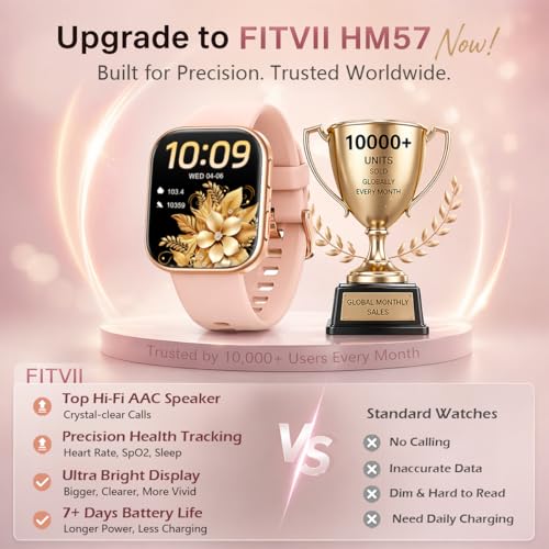 Thumbnail 1 de FITVII Smart Watch for Men and Women (Answer & Make Calls) – Health & Fitness Tracker with 100+ Modes