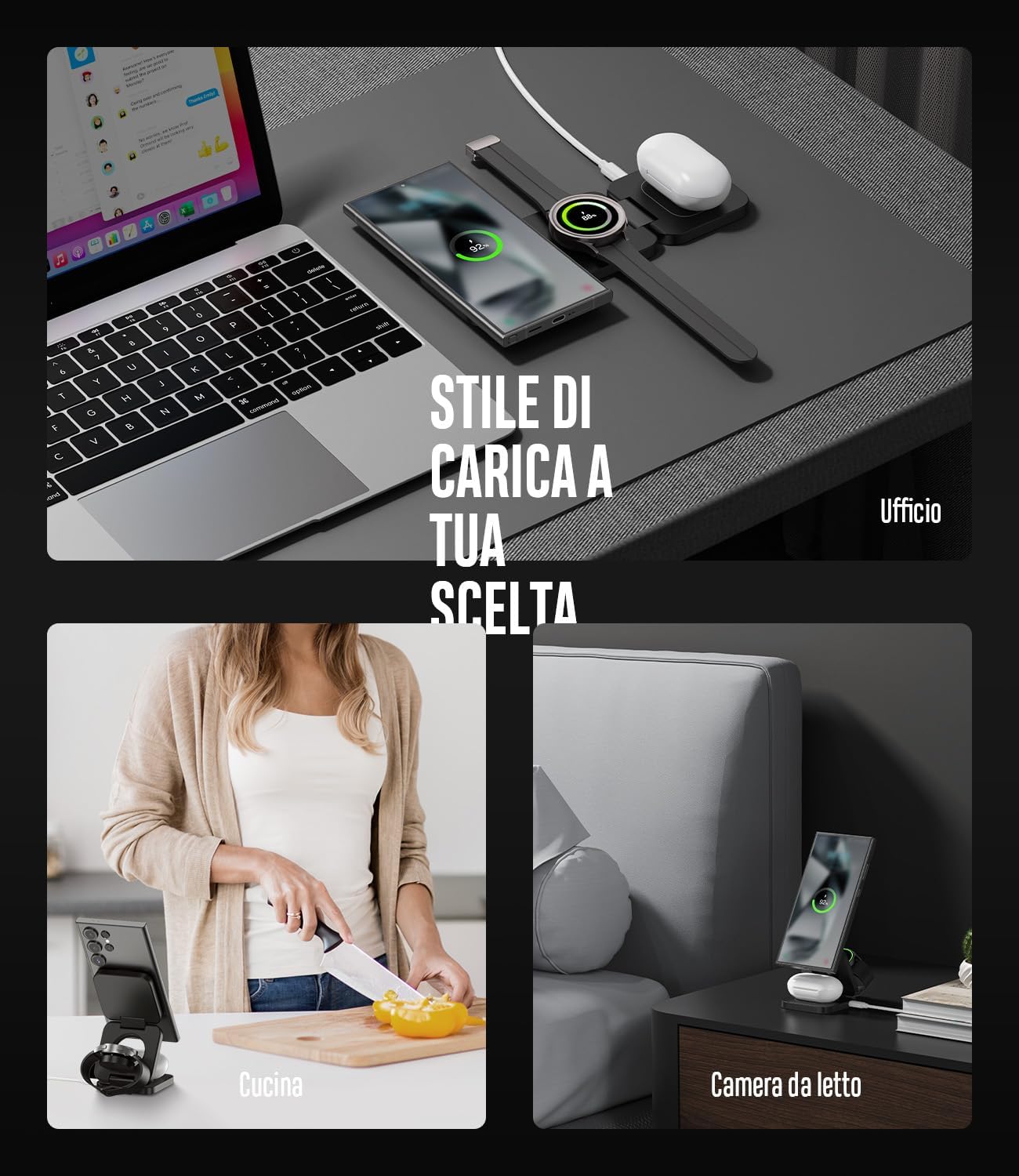 Thumbnail 4 de KU XIU Stazione di ricarica wireless 3 in 1 per Samsung