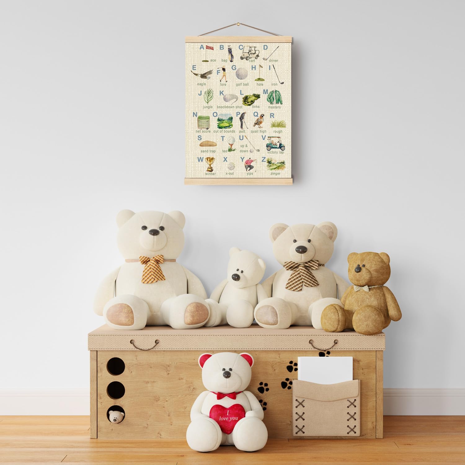 Detalle 2 de Golf Nursery Wooden Poster Hanger, 16 x 24 Inches