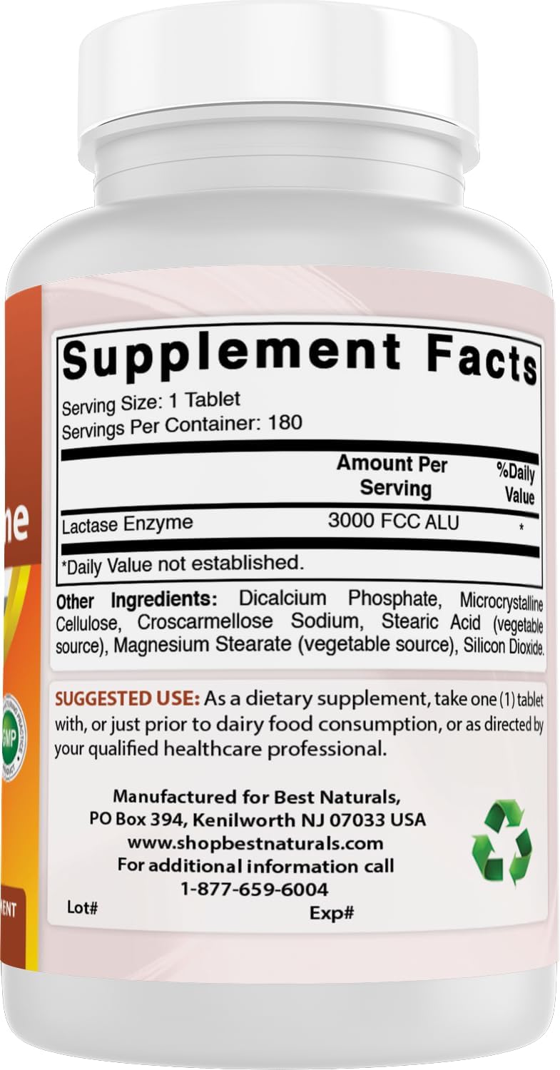 Detalle 2 de Best Naturals Lactase Enzyme Tablets, 3,000 FCC ALU