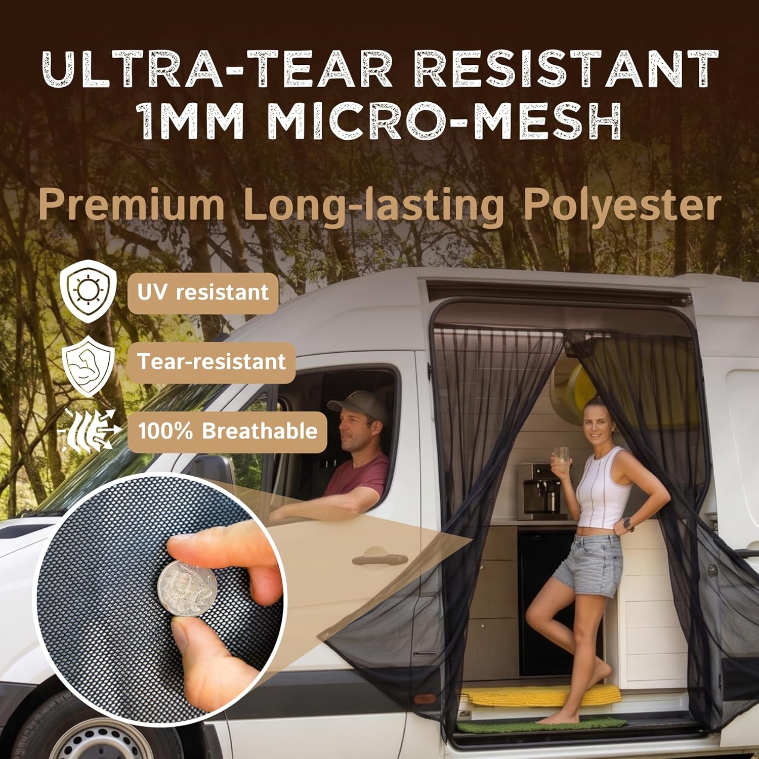 Thumbnail 4 de Living in a Bubble Van Insektennetz für Mercedes-Benz Sprinter, Renault Master und VW Crafter (Hoch-/Superhochdach) mit Schiebetür-Magnetverschluss
