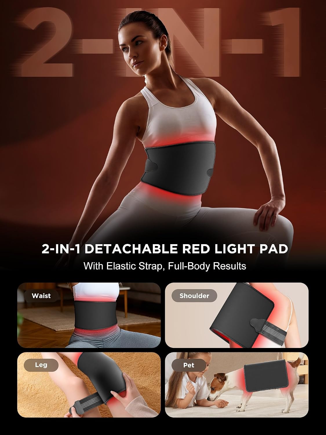 Detalle 2 de INTEO 2-in-1 Red Light Therapy Lamp for Body and Face (660nm/850nm) with Detachable Design