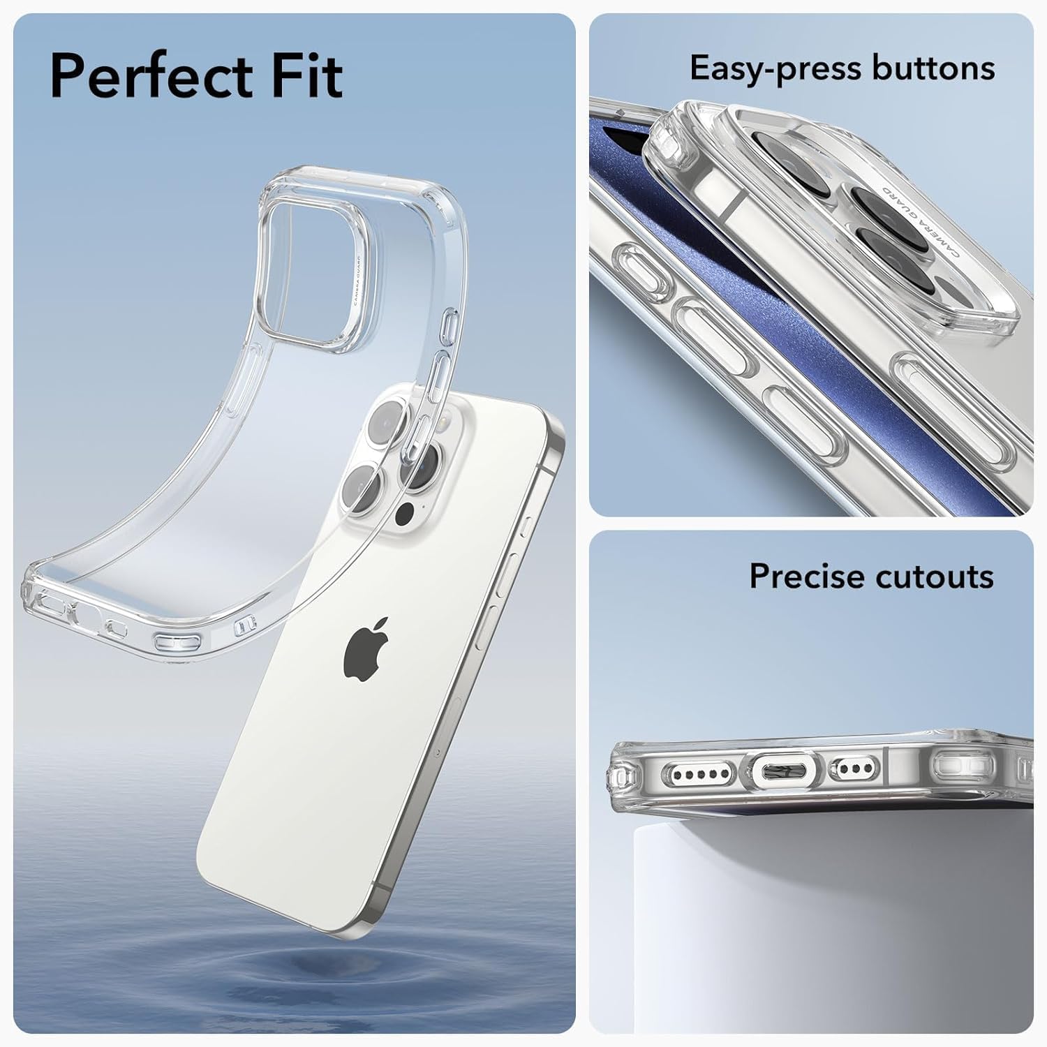 Detalle de ESR Cover per iPhone 15 Pro – Trasparente, ultrapiatta, antiurto