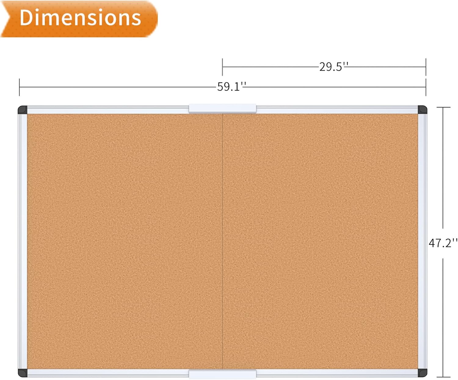 Thumbnail 1 de VIZ-PRO Large Cork Bulletin Board, 60 x 48 Inches, Foldable, Silver Aluminum Frame
