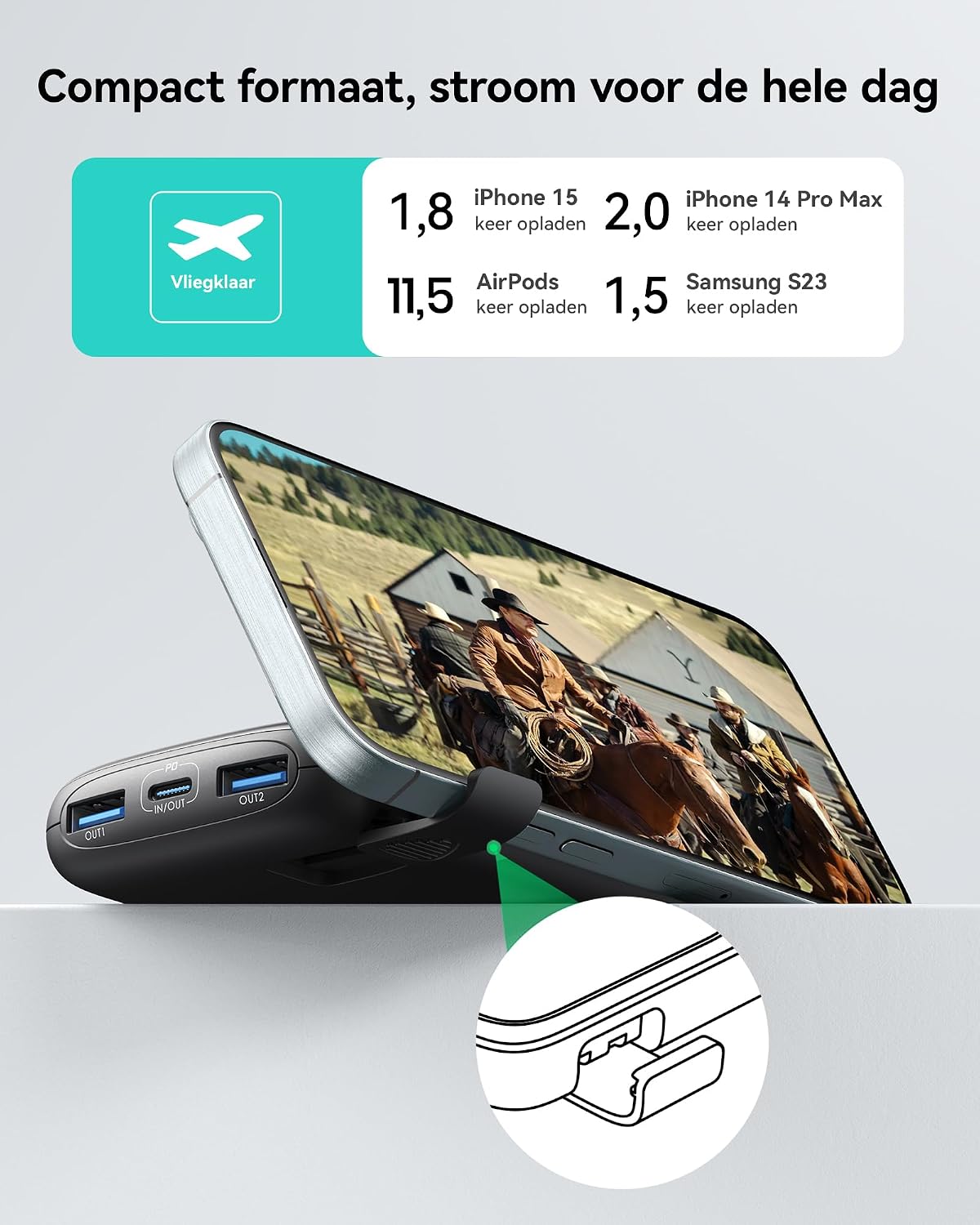 Detalle 1 de INIU Mini Power Bank 10.000 mAh, 22,5 W, USB-C en digitale display