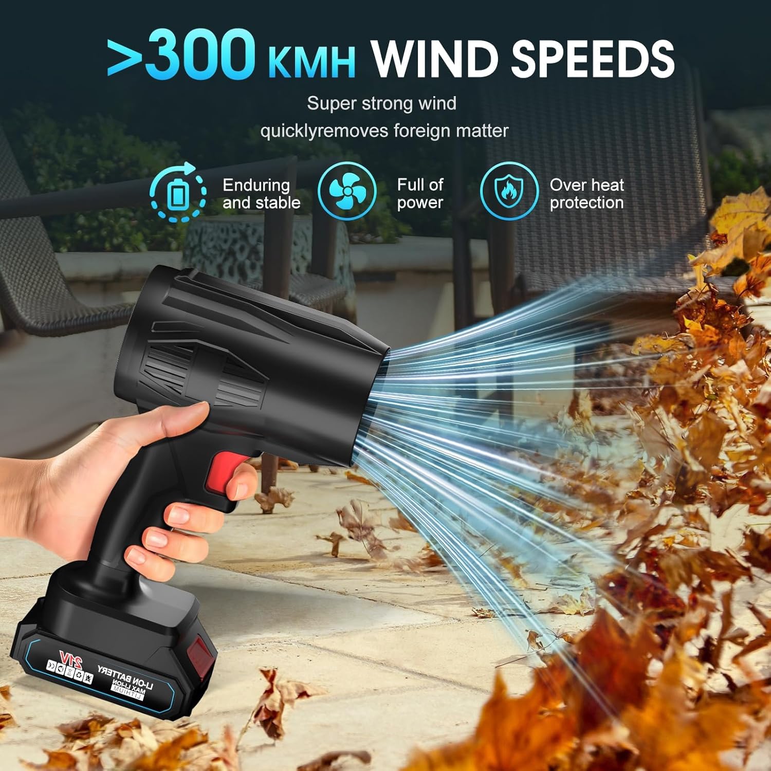 Thumbnail 2 de Kaelo Cordless Electric Leaf Blower (180000RPM) with 2×21V Batteries and Charger – portable handheld air blower