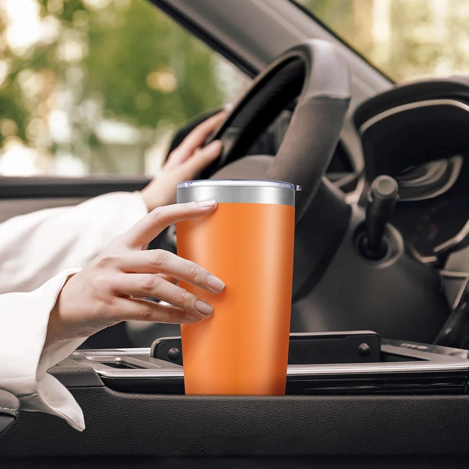 Detalle 1 de Orebigo 20 oz Stainless Steel Tumblers, Orange, 12-Pack with Lids