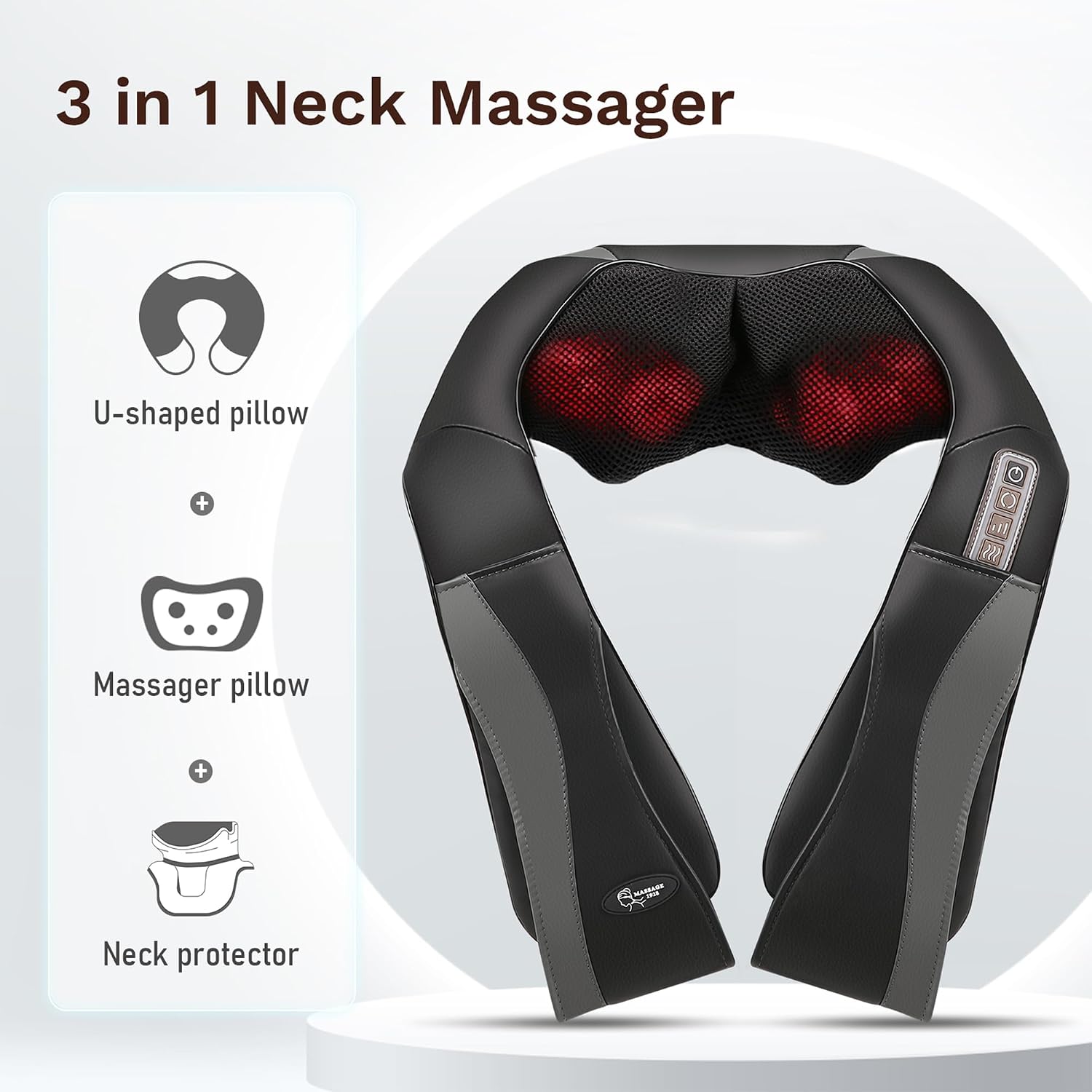 Detalle 1 de CURECURE CQM-S12 nekmassageapparaat met warmte, 3D-rotatie en 3 standen