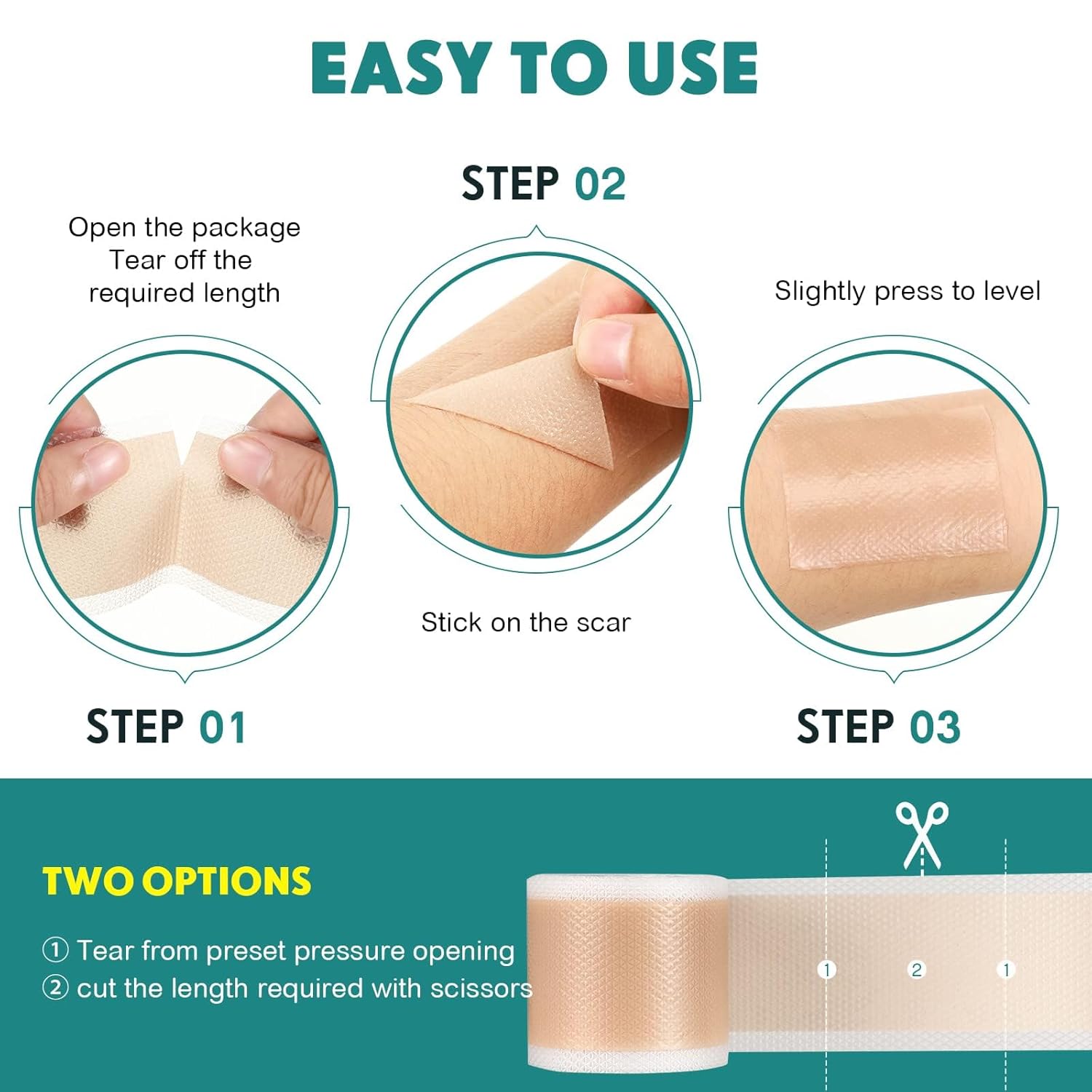 Detalle de Pumkot Silicone Scar Sheets: Medical-Grade Scar Tape for Surgical Scars, C-Sections, Burns