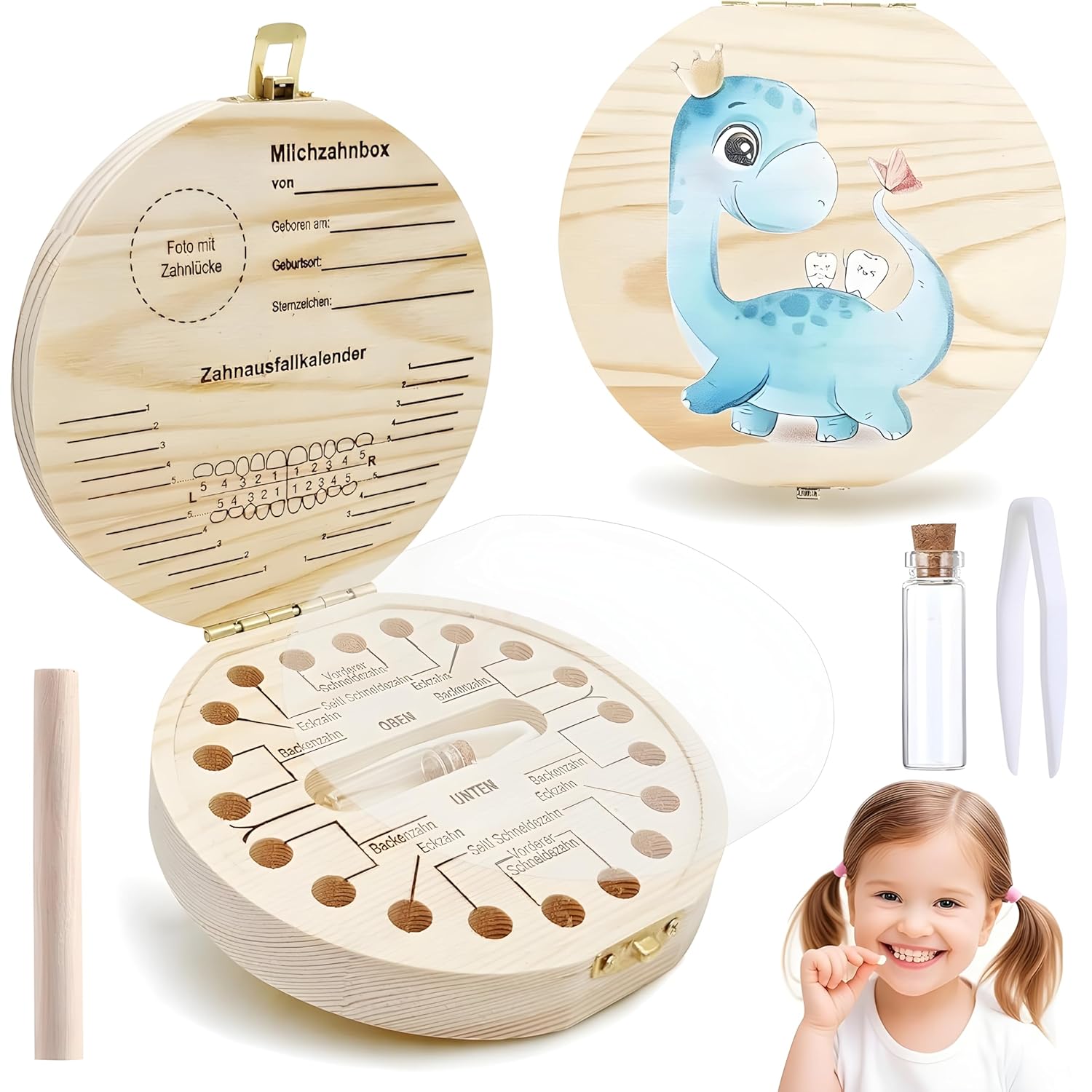 Thumbnail 5 de Shengruili Zahnbox aus Holz für Milchzähne – Aufbewahrungsbox für Baby-Zähne