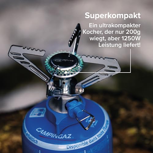 Detalle de Campingaz Camping Connect Gaskocher – 1-Flammen, 1250 W, einfacher Klickanschluss