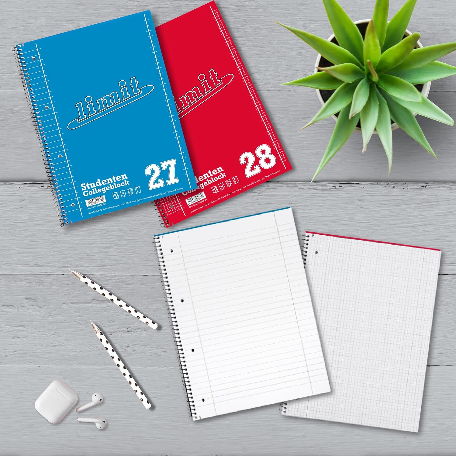 Thumbnail 6 de Limit Collegeblock A4 80 Blatt, 5 kariert mit Rand + 5 liniert mit Rand – 10er Pack