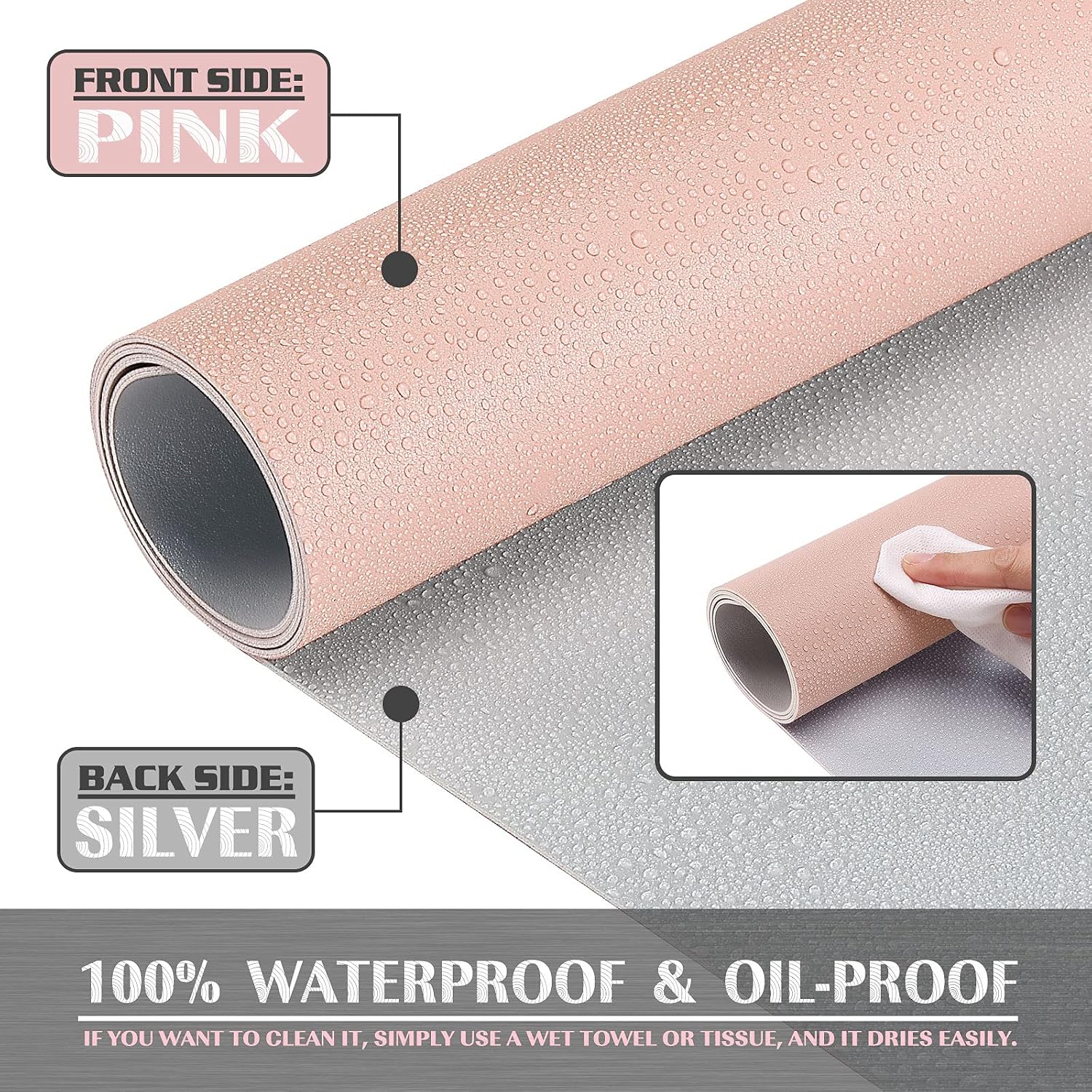 Detalle de K KNODEL 8542017529 Desk Mat, 31.5" x 15.7" Pink PVC Leather