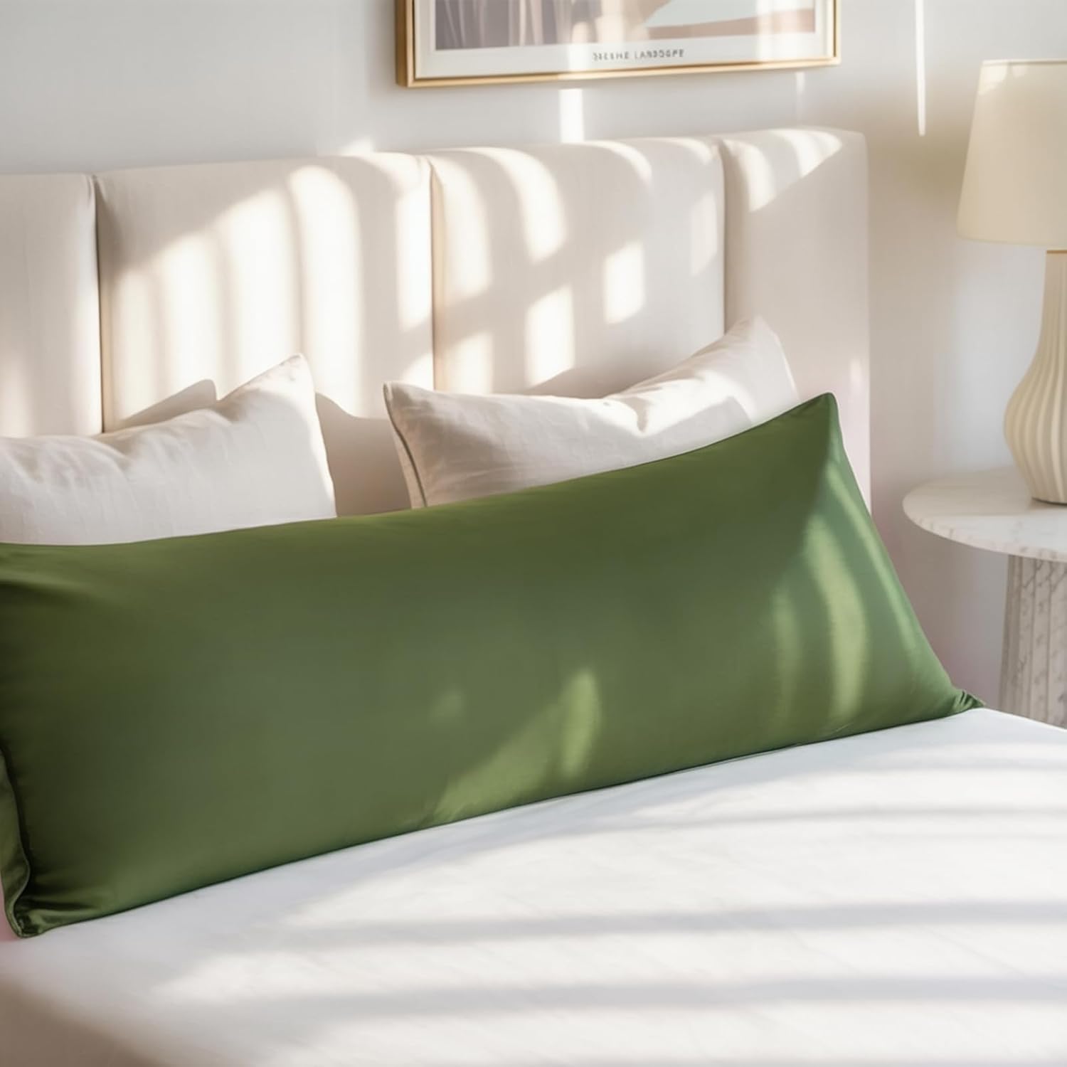 Thumbnail 2 de RUIKASI Kissenbezug 40x145 Olivgrün im 2er-Set – Mikrofaser mit Reißverschluss