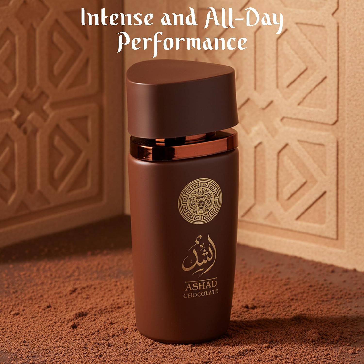 Detalle de SAADAH Ashad Chocolate Eau de Parfum for Men, 120 mL, Cacao & Bourbon Vanilla