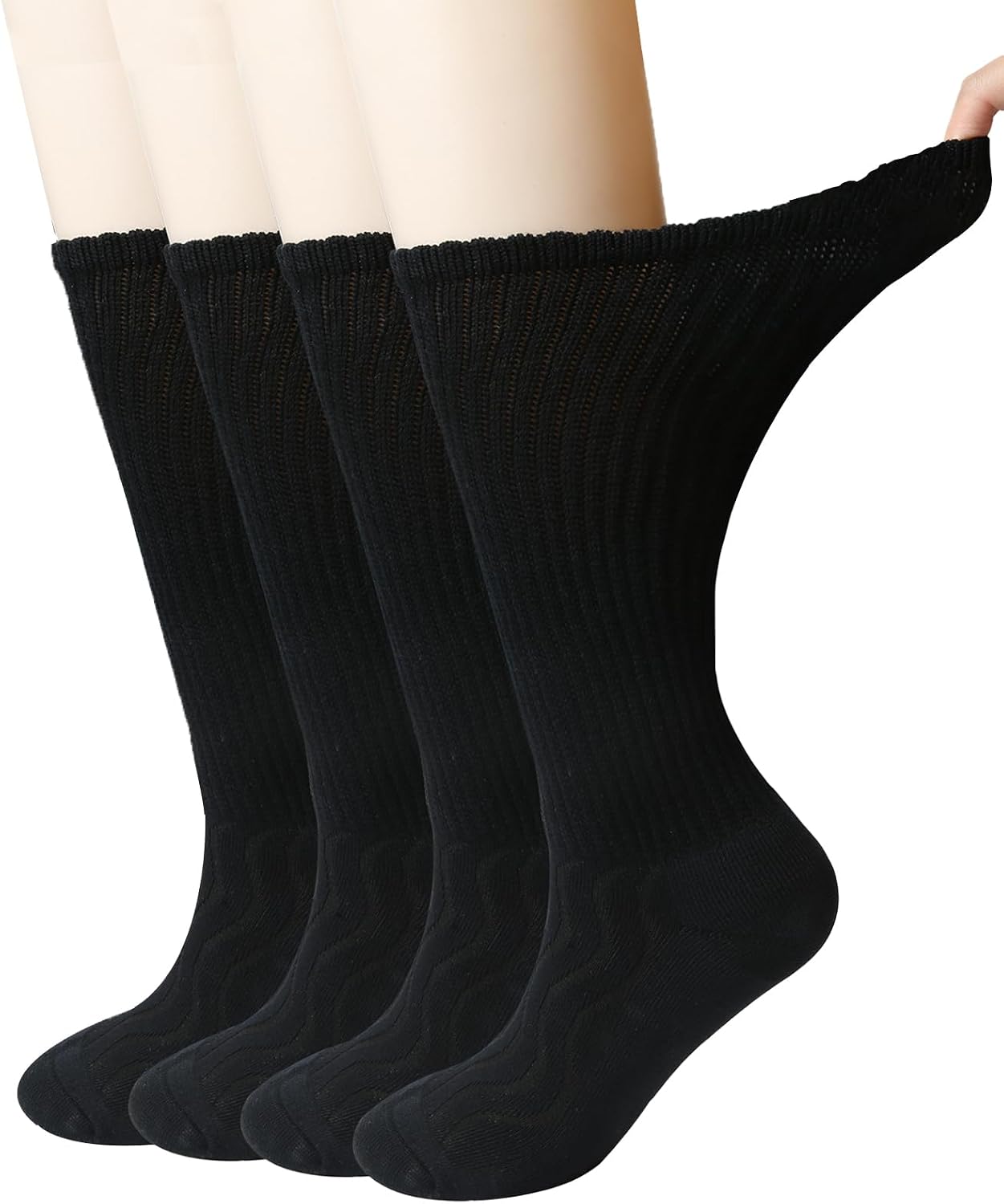 Detalle de +MD Bamboo Viscose Diabetic Crew Socks with Seamless Toe and Cushioned Soles