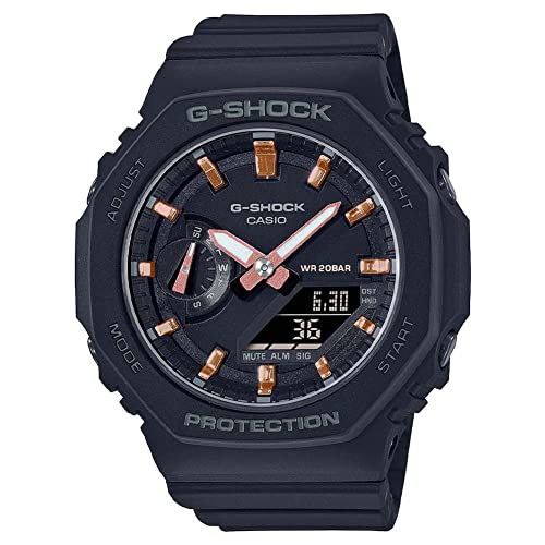 Detalle de Casio GMA-S2100-1AER: reloj cuarzo unisex con dial analógico-digital y caja negra de 46 mm