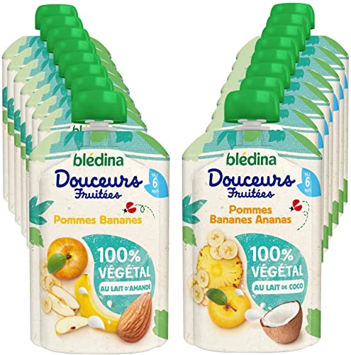 Detalle de Blédina Gourdes Douceurs Fruitées 100% Végétal – Pommes/Bananes (4X(4X90GR))