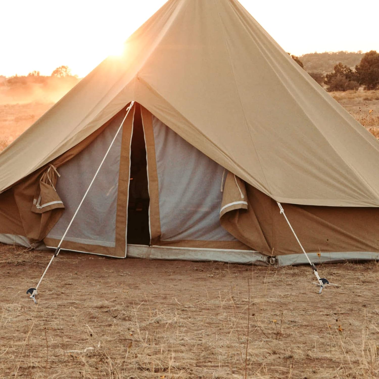 Detalle de COM-FOUR 20 piquets de tente en acier filetés, avec poignée (transport en étui) – pour camping et extérieur