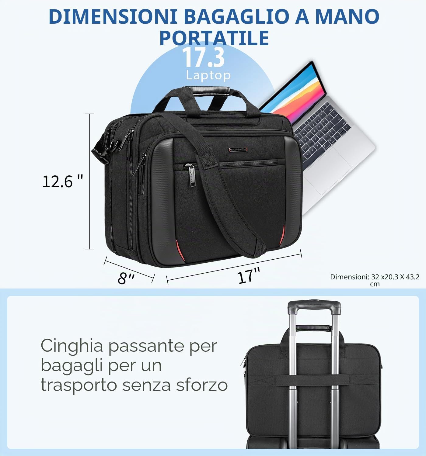Thumbnail 3 de EMPSIGN Borsa per laptop 17 pollici