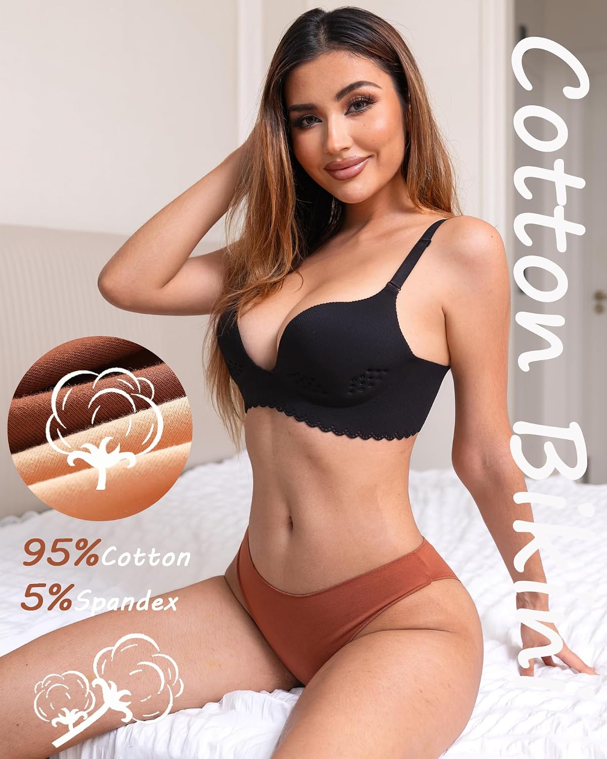 Detalle de FINETOO Women's Cheeky Bikini Underwear, 6-Pack