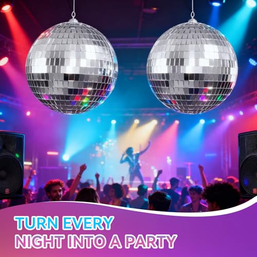 Detalle de Youdepot 10 cm Disco Ball 2 Pack – Silver Hanging Mirror Balls for Parties