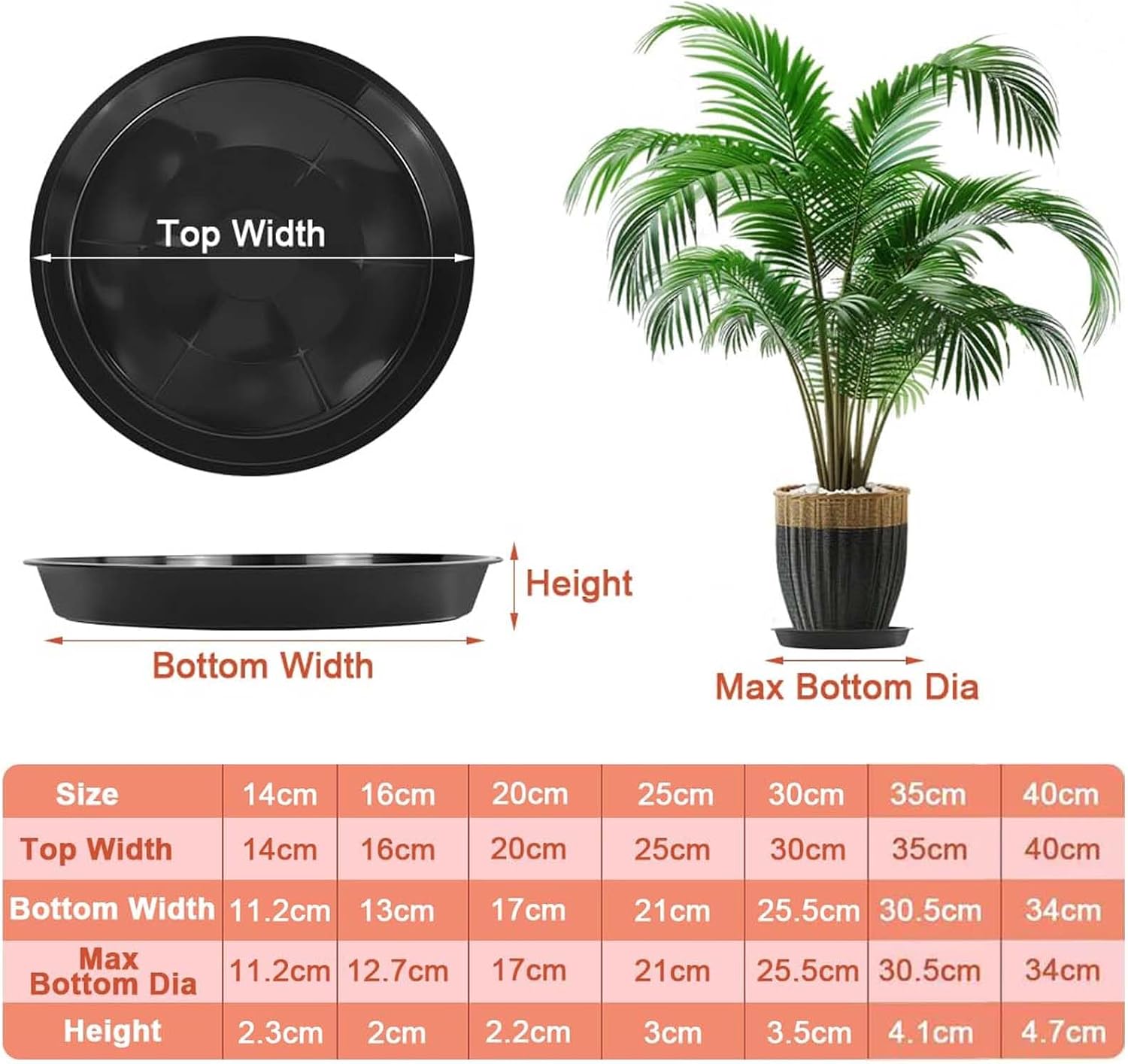 Thumbnail 1 de vsshe 5 Pack Plant Saucers, 20cm Round Drip Trays for Indoor & Outdoor Plants