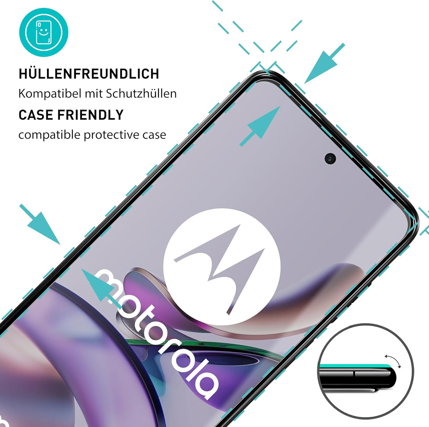Detalle 2 de SmarTect Tempered Glass Screen Protectors for Motorola Moto G13, G23 and G53, 3-Pack